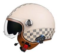Open Jet Helmet, Bluetooth Motorcycle 3/4 Helmet with Built-in Headphones and Microphone with Retractable Visor, ECE Certified Retro Motorcycle Helmet for Adult Men and Women 5,XL60-62CM