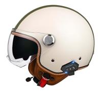 Open Jet Helmet, Bluetooth Motorcycle 3/4 Helmet with Built-in Headphones and Microphone with Retractable Visor, ECE Certified Retro Motorcycle Helmet for Adult Men and Women 9,2XL62-64CM