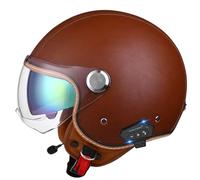 Open Jet Helmet, Bluetooth Motorcycle 3/4 Helmet with Built-in Headphones and Microphone with Retractable Visor, ECE Certified Retro Motorcycle Helmet for Adult Men and Women 12,XL60-62CM