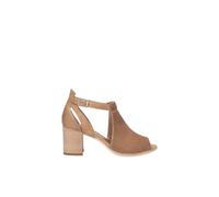 Open leather ankle boots- female- Nerogiardini- High Heel Sandals- Brown- 7 UK- Shoes 7 UK