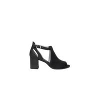 Open Leather Heeled Booties, female, Nerogiardini, High Heel Sandals, Black, 3 UK, Shoes 3 UK