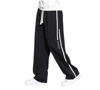 Open Leg Baggy Sweatpants for Men Straight Leg Fleece Comfy Wide Leg Joggers Casual Open Bottom Wide Legged Trousers with Pockets Loose Fit Cozy Lounge Pants Sporty Loose Fitting