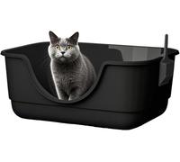 Open Litter Box with Scoop High Walls Anti-Tracking Rim Easy-Clean Plastic Container for Kitten Cats Small Pets