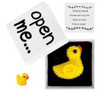 Open Me Gift Box - I Love You Positive Duck Pocket Hug Matchbox, Knitted Mini Resin Animal Toys for Her/Him