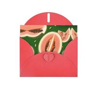 Open melon seeds Print Greeting Card Set with Blank Interior - Red Pearl Paper Birthday, Wedding Cards for Party Invitations