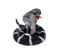 Open-Mouth Cobra Plush Toy Doll 118cm Soft Stuffed Cartoon Snake Animal Figure Realistic Hooded Reptile with Fangs for Kids Halloween Props, Chinese Zodiac Snake Year Décor