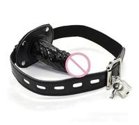 Open Mouth Gag for Bite Silicone Penis Plug Dildo Fetish Bondage Slave Adjustment BDSM Toys Game Products Sex Gag Sm Woman Sexual Adult Black Short