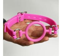 Open Mouth Gag O-Ring Gag Restraints,Full Silicone Head Harness Restraint Mouth Oral Fixation, Adjustable Strap (Pink)