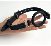 Open Mouth Gag O-Ring Gag Restraints,Full Silicone Head Harness Restraint Mouth Oral Fixation, Adjustable Strap (Black)