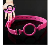 Open Mouth Gag O-Ring Gag Restraints Head Harness Restraint Mouth Adjustable Strap Adult Sex Toys for Women Men Bondage Restraints BDSM (Pink)