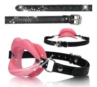 Open Mouth Gag Silicone O-Ring Gags Ball BDSM Bondage Sex Toys Adjustable Head Harness Ballgag Muzzles Restraints Adult Slave Fetish Gear for Men, Women (Pink)