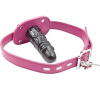 Open Mouth Gag SM Bondage Oral Stuffed Lockable Deep Throat Slave Insert Oral Plug Erotic Bondage Sex Toys (Rose red, Long)