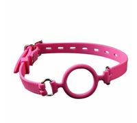 Open Mouth Gag with O Ring Restraint Strap All-Silicone Headband Restraint Strap with Adjustable Mouth Strap (Pink)