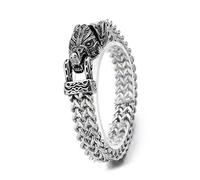 Open Mouth Wolf/Snake/Falcon Men Gothic Animal Wrist Chain Punk Jewelry Elegant Festival Accessories Unique Men, フリーサイズ