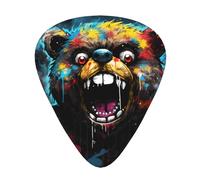 Open-mouthed bear Printed guitar picks - three thicknesses: thin, medium and thick, suitable for electric guitar, bass and ukulele.