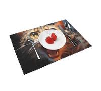 Open-mouthed cat Head Patterned Placemats Set of 4 (12 * 18 inches) - High-Value Home Table mats