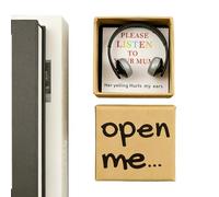 Open My Gift Box Remote Note, Funny Headphone Greeting Card for Mom, Son, Daughter or Dad, Keepsake Mini Card Box for Mother's Day, Desk, Bookcase, Bedside, Workplace Display