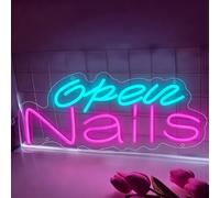 Open Nails Neon Sign Neon Signs for Wall Decor LED Neon Light LED Sign with USB for Bedroom Beauty Salon Salon Nail Bar Studio Hanging 15.74”X6.69”
