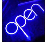 open Neon Sign - Open LED Neon Signs Light Business Hours Sign,Powered by USB Cord or Batteries Shop Window Store Signs for Cafe Bars Hotel Bookstore Restaurant Bakery Wall Decor (Blue)