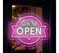 Open Neon Signs, We are Open Neon Light for Business, Dimmable USB Powered LED Light Up Sign for Shop Restaurant Coffee Manicure Store Bar Salon Grocery Store Dessert Store 14”x11.2”