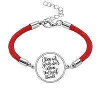 Open Not Your Door When the Devil Knocks Lucky Red String Bracelet Rope Bracelet Handmade