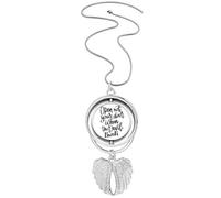Open Not Your Door When the Devil Knocks Pendant Angel Wings Rotating Necklace Jewelry