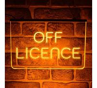 Open Off Licence Corner Shop LED Neon Light Up Sign - Hanging USB Plaque for Window or Wall Display | Bright Business Shop Front Lighting (Red)