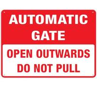Open Outwards Do Not Pull Automatic Gate Warning Metal Sign Tin Signs Aluminum Sign for Outdoors Use Yard Farm Fence Home Wall Decor 8x12 inch
