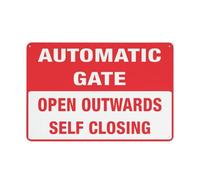 Open Outwards Self Closing - Automatic Gate Sign 12 X 8 Inches Aluminum Sign - Uv Protected, Waterproof, Weatherproof And Fade Resistant - 4Pre-Drilled Holes