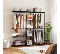 Open Portable Wardrobe, Clothes Rack With 8 Shelves, Black