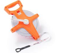Open Reel Tape Measure 100m - Extra Long Metric & Imperial Measuring Wheel with Dual-Sided Scale for Land Surveying, Construction & Carpentry | Durable PVC Fibreglass Tape & ABS Case