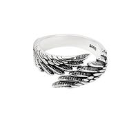 Open Ring, Angel Wings Ring, Handmade S925 Sterling Silver Retro Temperament Adjustable Feather Angel Wing Ring For Men Women,B-Women