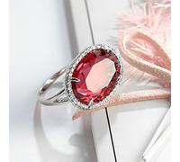 Open Ring with red and Blue gems 18K Gold Plated Princess Cut red Crystal Silver Ring with AAA White Cubic Zirconia Full Diamond Ring CZ Blue gems Eternity Engagement Wedding Ring for Women（Red）