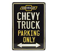 Open Road Brands Chevrolet Black and Yellow Chevy Truck Parking Only Metal Sign - Vintage Chevy Sign for Garage or Man Cave