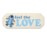 Open Road Brands Disney Lilo and Stitch Feel the Love Wood Wall Decor - Adorable Stitch Sign for Kids' Bedroom or Play Room