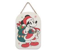 Open Road Brands Disney Mickey Mouse Santa Claus Hanging Wood Wall Decor