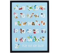Open Road Brands Disney Pixar Alphabet Framed Wood Wall Decor - Large Pixar Movie Wall Art Featuring Toy Story, Cars, The Incredibles and More