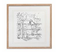 Open Road Brands Disney Winnie the Pooh and Christopher Robin Sketched Scene Framed Wood Wall Art - Large Vintage Winnie the Pooh Wall Decor