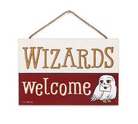 Open Road Brands Harry Potter Wizards Welcome Hanging Wooden Wall Decor - Funny Harry Potter Sign for Home Decor