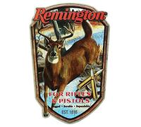 Open Road Brands Remington Rifles and Pistols Embossed Metal Sign - Vintage Hunting Wall Art for Garage, Man Cave or Workshop