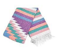 Open Road Goods Aztec Navajo Style Blanket, Throw, or Yoga Bolster - Handwoven Mexican Diamond Blanket (Pastel Blanket)