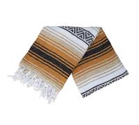 Open Road Goods Multi Color Mexican Falsa Blanket - Handwoven in Mexico - Great for The Beach, Picnics, Yoga, or a Throw! (Tan/Yellow)