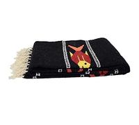 Open Road Goods Thick Mexican Yoga Blanket - Serape Fish Design - Handmade (Black)