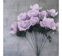 Open Rose Bunch - 12-Head Artificial Silk Roses for Home, Wedding & Event Décor (Lilac)