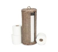 Open Round Rattan 3 Toilet Roll Holder Red Hamper Natural One Size