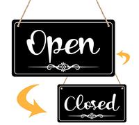 Open Signs for Business Double Sided Open Closed Sign Business Hours Hanging Sign with Rope Hours of Operation for Walls Window Shop Bar Hotel 12x8 inch