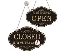 Open Signs For Business, Plastic Open Sign, Double Sides with “Will Return” Clock, with Hanging Chain, Refer toStore Office Bars Retail Shop, 11.6" x 7.7"