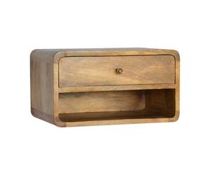 Open Slot Bedside Wood Solid Floating Curve 25 x 45 32 Brown