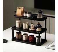 Open Solid Wood Multi-Layer Coffee Cup Display Rack, Stepped Storage Rack | Ladder style countertop cup holder is a space saving storage rack for kitchens, offices
