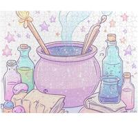 Open Spell Book&Sparkling Potion Bottles Magic Cauldron Wood Jigsaw Puzzles Adult Whimsical Scene for Home Decor Engaging Puzzle for Weekend Leisure Delightful Gift to Christmas_1000pcs